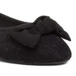 Lilley Black Lacey Bow Ballerina Shoes - Size 6