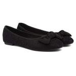 Lilley Black Lacey Bow Ballerina Shoes - Size 6