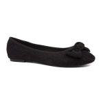 Lilley Black Lacey Bow Ballerina Shoes - Size 6