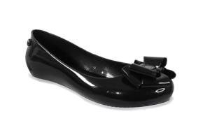 Women's Comfy Black Jelly Ballet Flats with Bow
