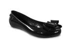 Women's Comfy Black Jelly Ballet Flats with Bow