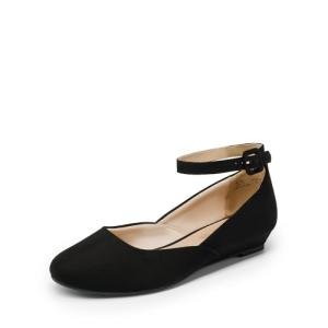 Comfy Black Ankle Strap Ballet Flats for Women