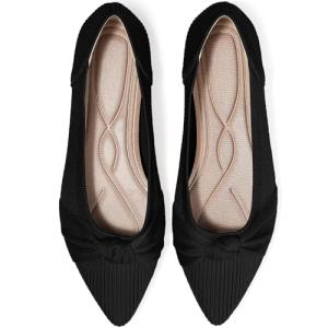 Stylish Washable Black Pointed Toe Flats for Women