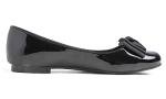 Cute Bow Trim Black Patent Ballet Flats for Women