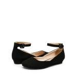 Comfy Black Ankle Strap Ballet Flats for Women