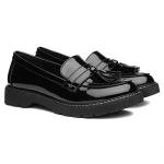 Lilley Angel Black Patent Tassel Loafer, Size 6