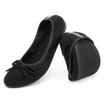 Greatonu Women's Foldable Ballet Pumps - Black