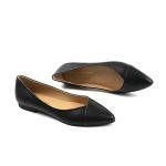 HEVA Women's Black Pointed Toe Ballet Flats