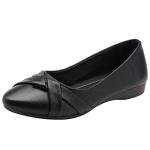 Rismart Women’s Black Leather Ballet Pumps