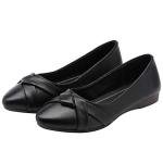 Rismart Women’s Black Leather Ballet Pumps