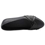 Rismart Women’s Black Leather Ballet Pumps