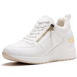 Anjoufemme White Wedge Platform Trainers for Women