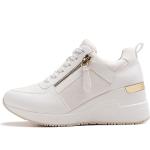 Anjoufemme White Wedge Platform Trainers for Women