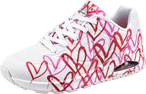Skechers Women's UNO Heart Print Sneakers - White