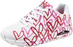 Skechers Women's UNO Heart Print Sneakers - White
