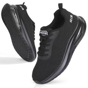 All Black Air Cushion Running Shoes for Women