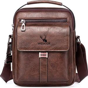 Men's Brown PU Leather Messenger Bag