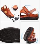 Rojeam Men's Closed Toe Leather Beach Sandals