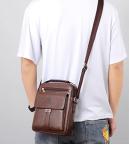 Men's Brown PU Leather Messenger Bag