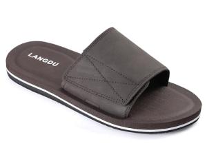 Adjustable Lightweight Brown Slides for Men