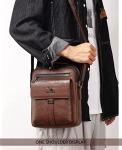 Men's Brown PU Leather Messenger Bag
