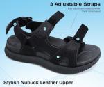 Men's Orthopedic Leather Hiking Sandals, Size 10 Black