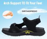 Men's Orthopedic Leather Hiking Sandals, Size 10 Black