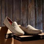 Men's Taupe Suede Driving Loafers - Extra Comfort