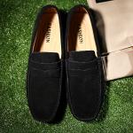 Men's Black Suede Penny Loafers - Casual Comfort