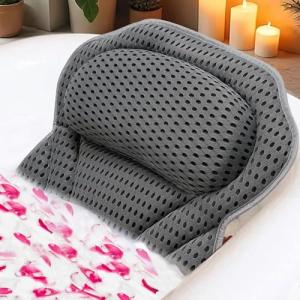 Non-Slip Bath Pillow with Suction Cups - Grey