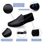 Men's Black Casual Leather Slip-On Loafers Size 10