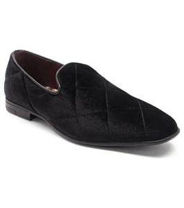 Thomas Crick Men's Black Velvet Dress Loafers