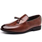 Men's Brown Leather Slip-On Dress Loafers Size 13