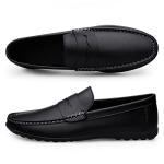Men's Black Casual Leather Slip-On Loafers Size 10