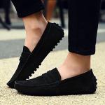 Men's Black Suede Penny Loafers - Casual Comfort