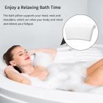 Koelaa Bath Pillow, Waterproof Bath Pillow, 3D Ergonomic, Bathtub Pillow with 2 Non-Slip Suction Cups, Non-Slip Premium Bath Cushion, Ergonomic Bathtub Pillow for Bathroom Home Spa Headrest-White