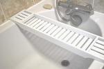 Bamboo Bath Tub Rack and Organizer - White