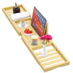 Expandable Bamboo Bath Tray Caddy for Relaxation