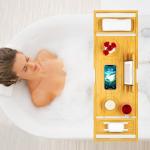 Bamboo Bathtub Tray Caddy - Expandable Size