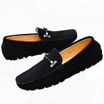 Jamron Men's Suede Buckle Loafers in Black