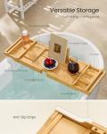 Extendable Bamboo Bath Tray with Wine Glass Holder