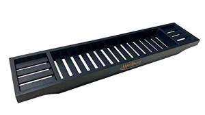 Black Bamboo Bathtub Storage Rack with Wine Glass Holder