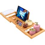 Extendable Bamboo Bath Tray with Holder