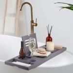 Extendable Bamboo Bath Tray with Wine Glass Holder