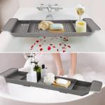 Versatile Grey Bathtub Caddy for Relaxing Soaks