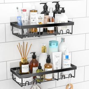 DIFULI No-Drill Black Shower Caddy Set