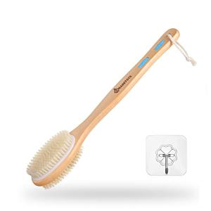Double-Sided Wooden Back Scrubber with Bristles