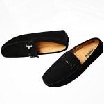 Jamron Men's Suede Buckle Loafers in Black