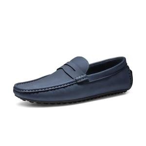 Bruno Marc Dark Blue Suede Slip-on Loafers