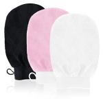 URAQT 3-Pack Exfoliating Scrub Mitts Set